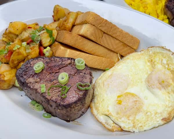 8oz Filet Mignon Steak and Three Eggs