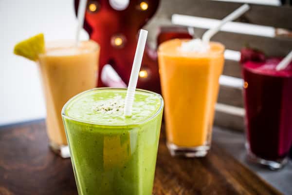 Three glasses of smoothies