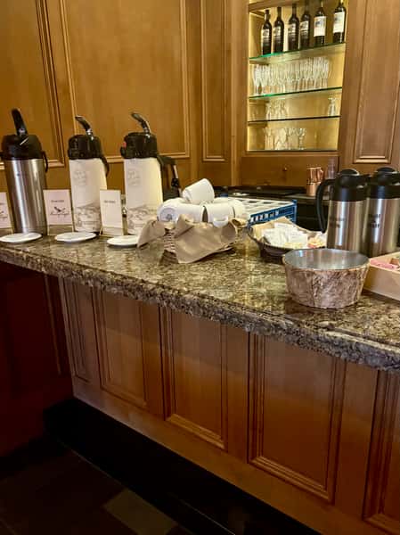 Upham Room bar setup for brunch coffee and tea