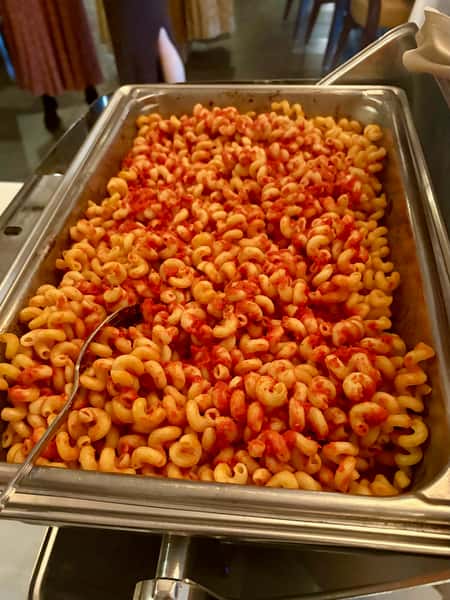 cavatapi marinara in chafing dish