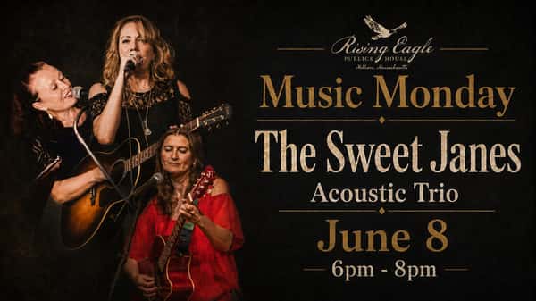 photo of the 3 women in In Sweet Jane's band with promo for June Music Monday