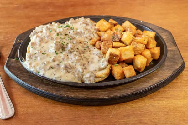 Sausage Gravy, Biscuits and Breakfast Potatoes