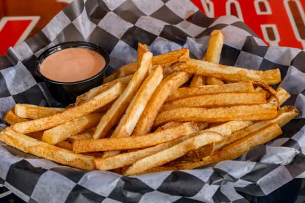 Fries with sauce to dip