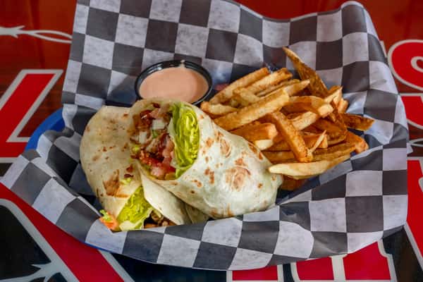 Crispy Bacon Ranch wrap with fries