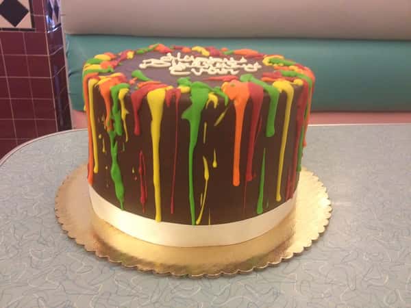 chocolate cake with icing drip