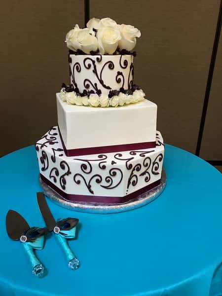 cake with ribbon