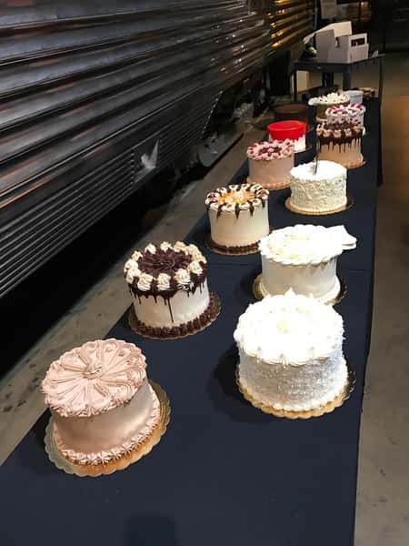 table of cakes