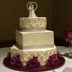 cake with pink ribbon