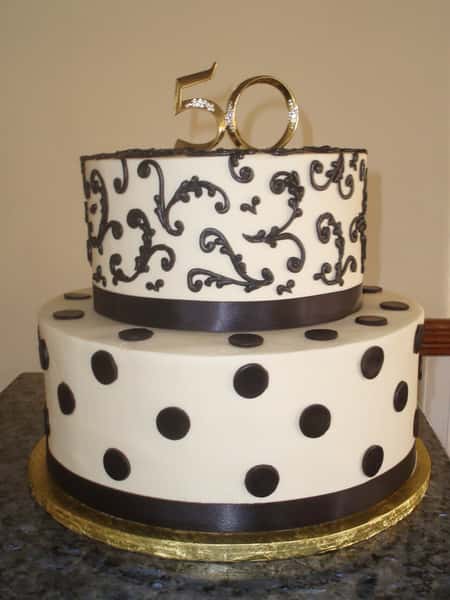 white cake with swirls