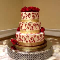 cake with red swirl