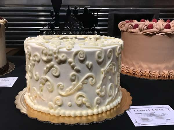 white cake with swirls