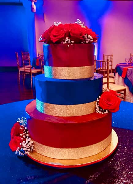 red and blue cake