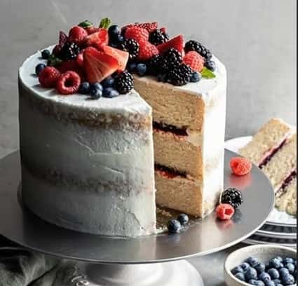 BEAUTIFULL NAKED LOOK CAKE WITH FRESH FRUIT