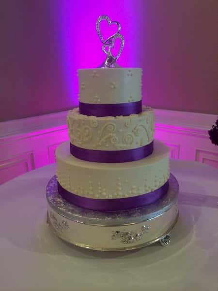 purple ribbon cake