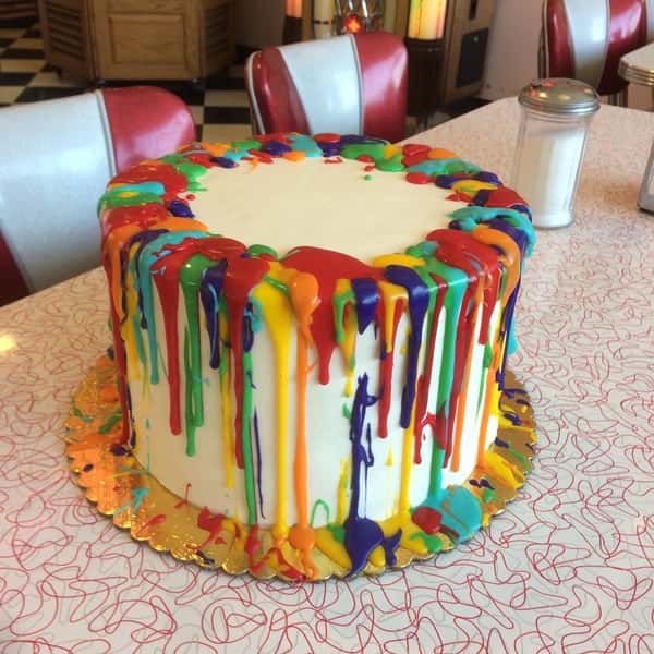 cake with colorful drip