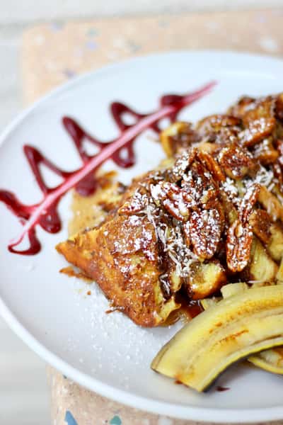 Coconut Battered Nutella Stuffed French Toast