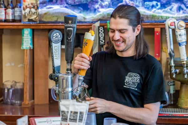 Rocco's Bartender Pouring a Beer
