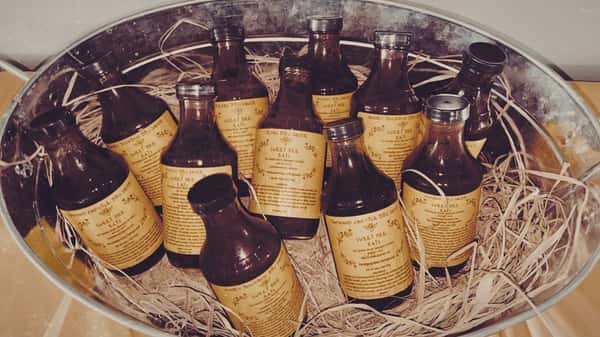 Bottled goods in a basket