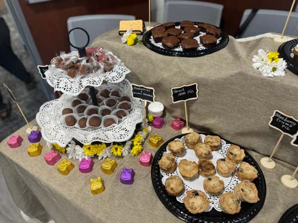 Table of sweets and goods laid out