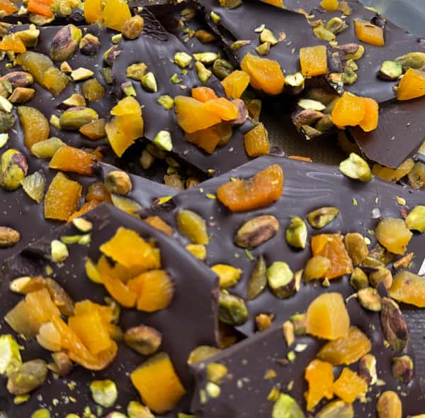 Apricot pistachio chocolate bark