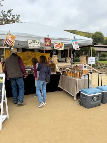 Customers outside a stall