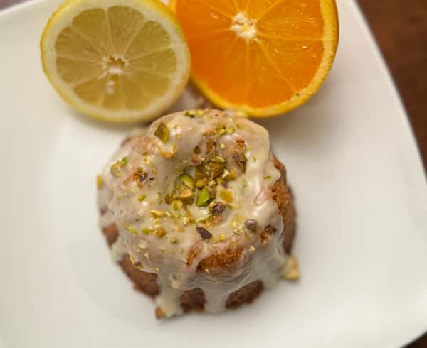 Vegan gluten-free citrus pistachio cake