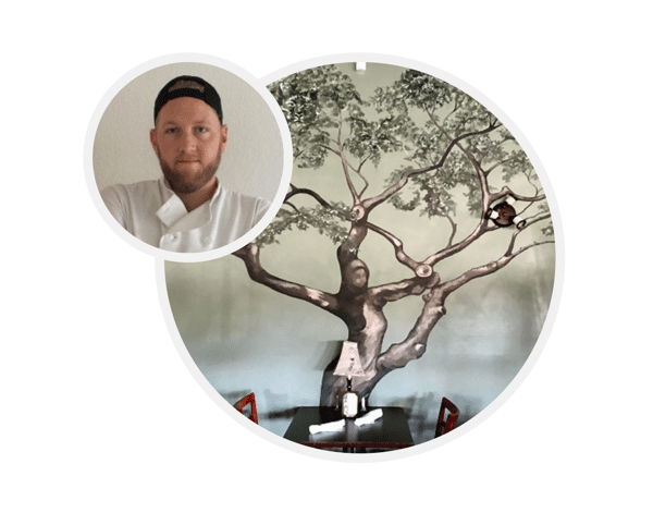 graphic with a chef and a tree