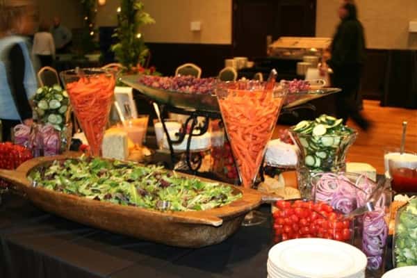 various food on a catering table