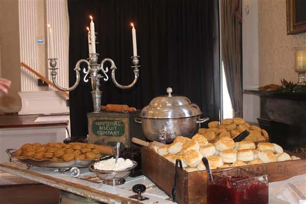 catering table with biscuits
