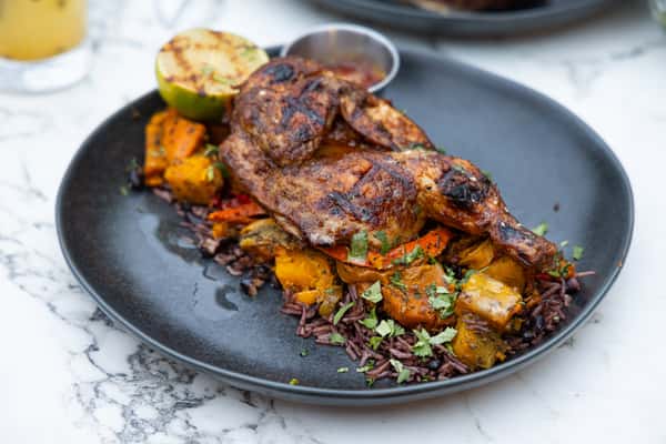 meat with potatoes and garnish