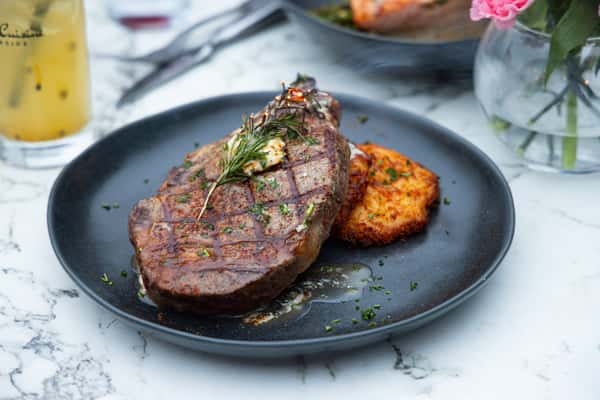 bone in ribeye with emmental potato