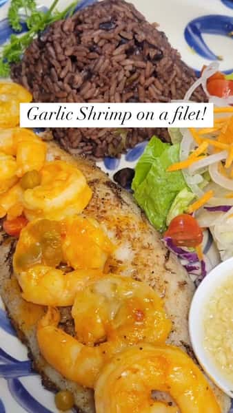 Garlic lovers unite! Our tender filet just got a flavor boost - succulent garlic shrimp on top! Come taste the island twist at Cafe Piquet Cuban Cuisine #GarlicLovers #CubanFood #FiletPerfection #shrimplover #garlicshrimp #camaronesalajillo #neighborhoodrestaurant #patiodining #cubanfoodie #cubanlink #diningoutside #