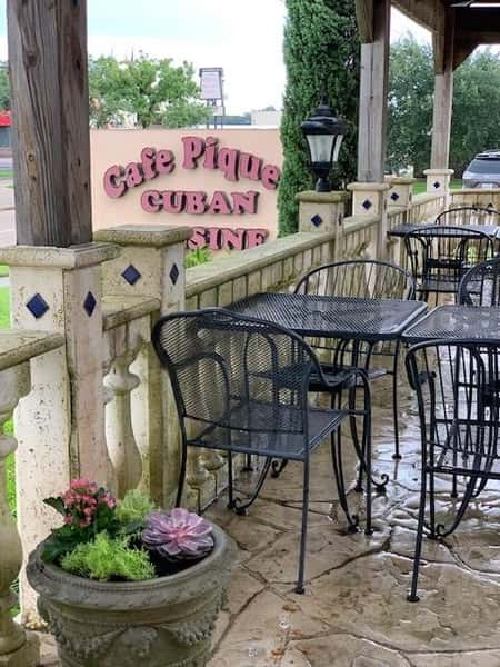 outside dining area facing the road