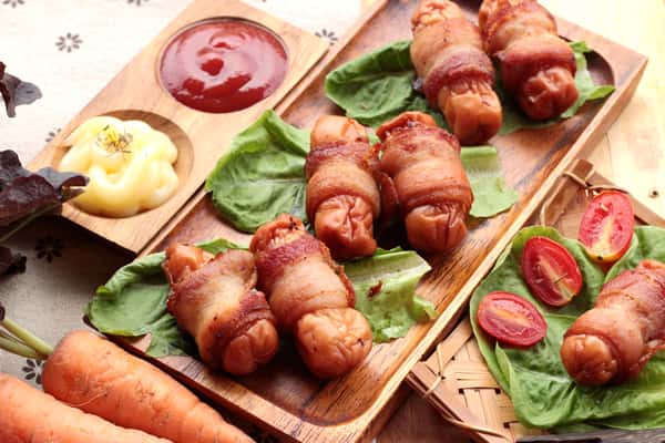 Sausage Wrapped in Brown Sugar Bacon