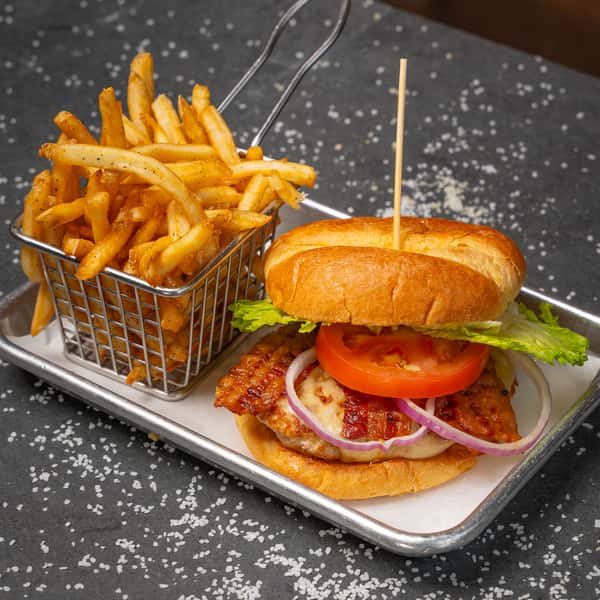 TURKEY BACON SWISS BURGER