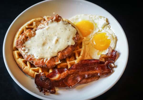 waffle and bacon