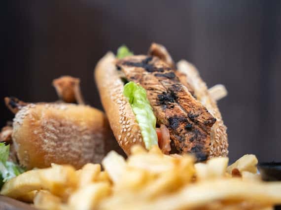 Grilled chicken sub. W/ fries
