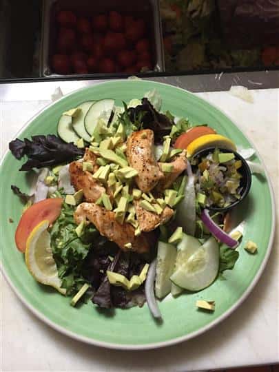 chicken salad with shredded avocado