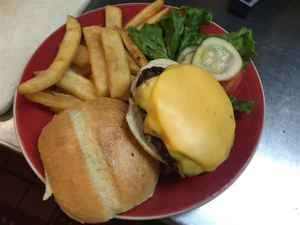 cheeseburger with side of fries