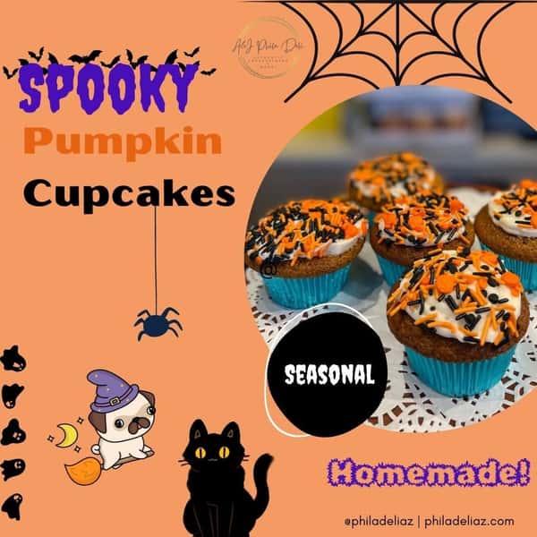 Halloween is right around the corner....🎃🧁
For a limited time, stop in and try one of our delicious homemade pumpkin cupcakes topped with Philadelphia cream cheese frosting and spooky sprinkles! 🎃👻 
-
#cupcakes #homemade #creamcheese #pumpkin #pumpkincupcakes #homemadedessert #creamcheesedessert #halloween #spooky #halloweentheme
#cheesesteak #cheesesteaks #phillycheesesteak #phillycheesesteaks #subsandwich #coldsubs #meatballsub #smallbusiness #smallbusinessowner #supportsmallbusiness #glendaleaz #sandwichshop #chickenwings #fries