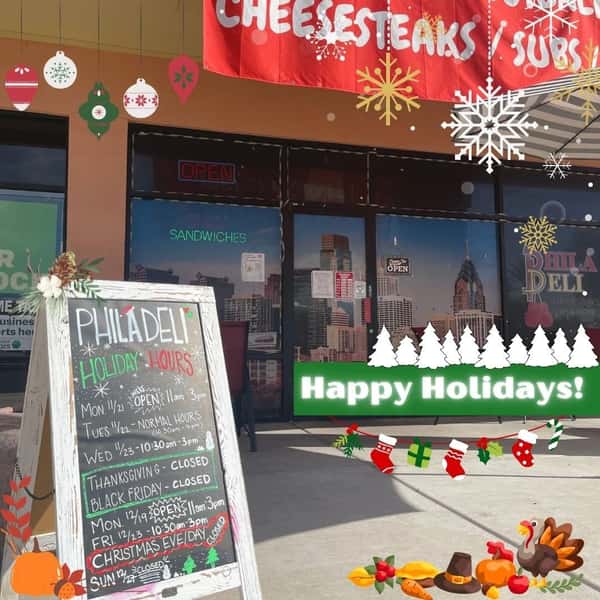 With the holidays fast approaching, be sure to stay up to date with our business hours this season (most up to date hours can be found on our website: philadeliaz.com)! 🎄🎅🏼
-
We are grateful for your understanding as we close up shop for Thanksgiving and Christmas to celebrate the holidays with loved ones.
We appreciate everyone who supports our small business, and hope you have a spectacular holiday!
-
#cheesesteak #cheesesteaks #phillycheesesteak #phillycheesesteaks #subsandwich #coldsubs #meatballsub #smallbusiness #coldhoagie #freshproduce #fresh #madefresh #smallbusinessowner #supportsmallbusiness #glendaleaz #sandwichshop #chickenwings #homemade #takeout #togo #delisandwich #birchbeer #rootbeer #pennsylvaniadutch #creamsoda #bottledsoda #bottledrootbeer