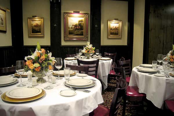 Elegant private dining room set for a special gathering at Sperry's Restaurant.