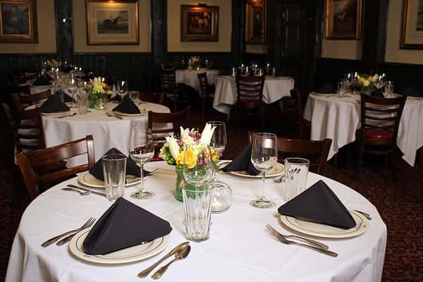Fine dining table prepared for a private event at Sperry's Restaurant.