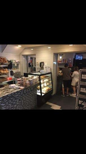 Front counter showing food on display