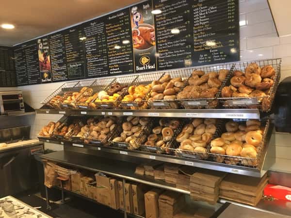 Several baskets of different flavor bagels