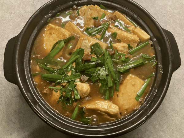 Family Style Tofu with Leek and Sausage