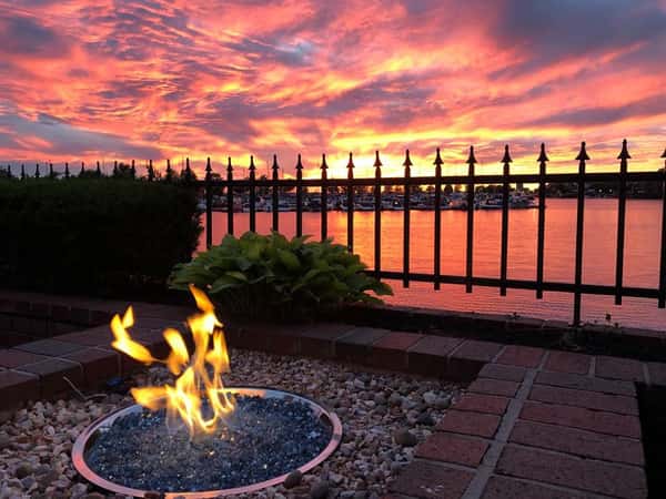 fire pit and sunset