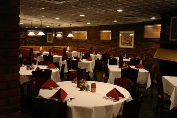 Dining area with tables all set up identically