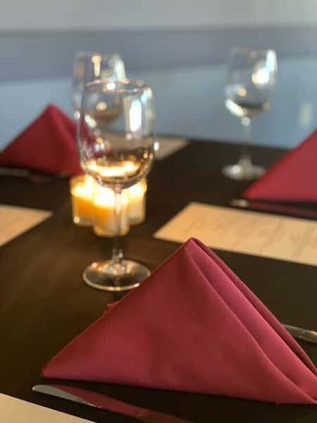 Table set with wine glass