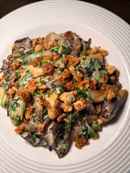 Mushroom and Asparagus Grit Gnocchi